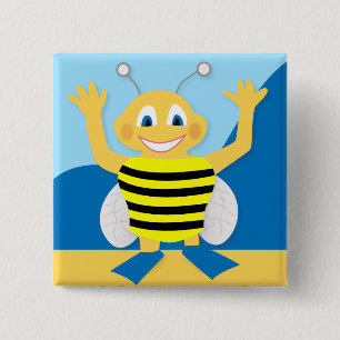Bee on the beach 2 inch square button