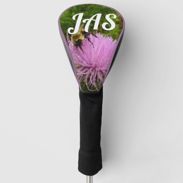 Bee on Thistle Flower Nature Golf Head Cover (Front)