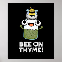 Bee On Thyme Funny Herb Insect Pun Dark BG