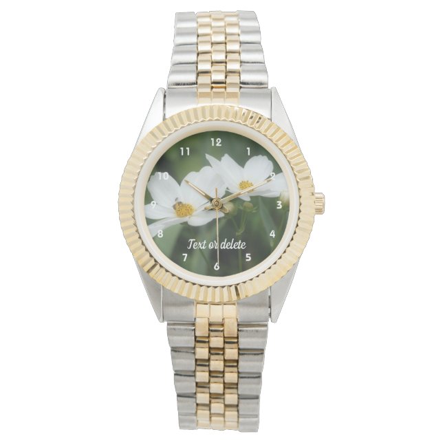 Bee On White Cosmos Flower Personalized Watch (Front)