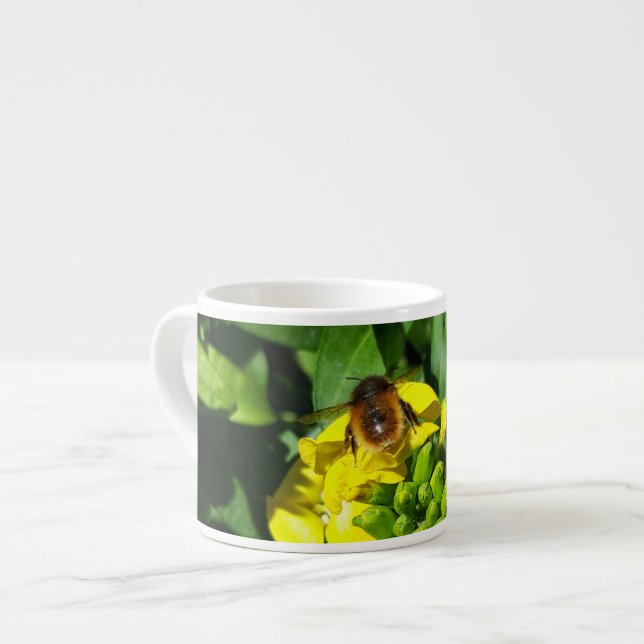 Bee on Yellow Flowers Espresso Cup (Front Left)