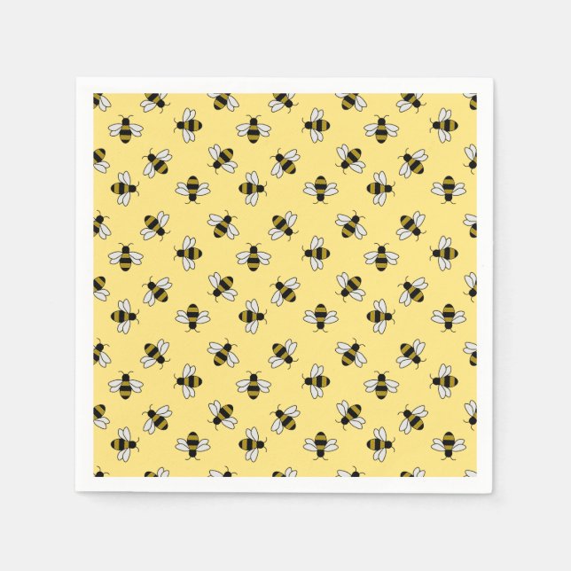 Bee Paper Napkins, Bumble Bee Baby Shower Party Napkin (Front)