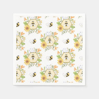 Bee Paper Napkins, Honeybee Baby Shower Party