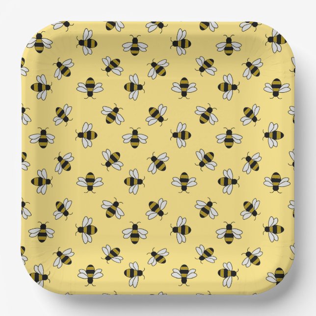 Bee Paper Plates, Honey Bee Party Plate (Front)