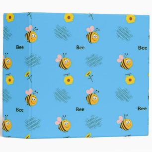 Bee pattern on blue binder