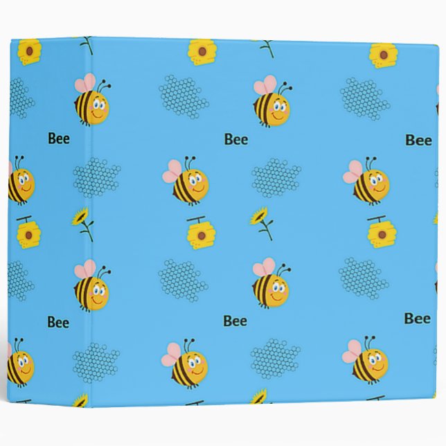 Bee pattern on blue binder (Front/Spine)