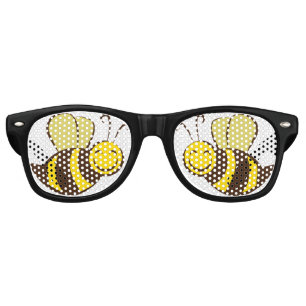 Bee Pattern Print Retro Sunglasses