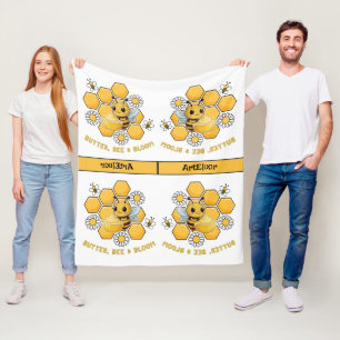 Bee Pattern Reversed Fleece Blanket