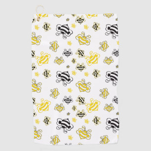 Bee Pattern – Vintage Bee Sketch Insect Print  Golf Towel
