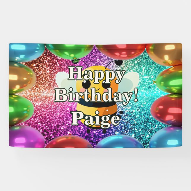 Bee Personalized character birthday banner (Horizontal)