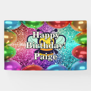 Bee Personalized character birthday banner