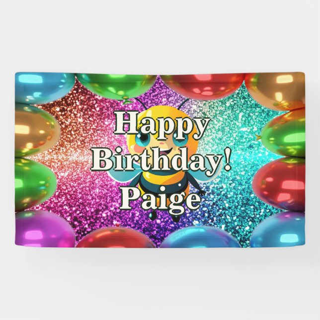Bee Personalized character birthday banner (Horizontal)