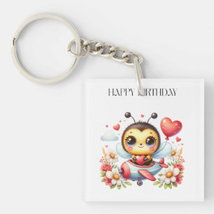 Bee Pilot Birthday Keychain