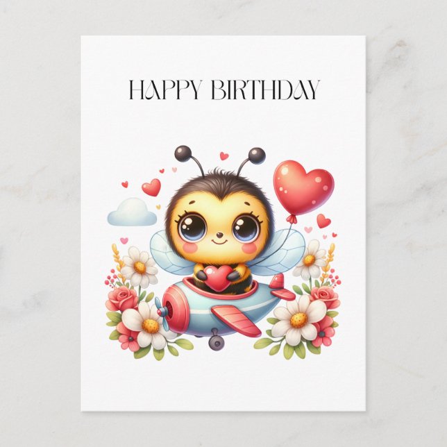 Bee Pilot Birthday Postcard (Front)