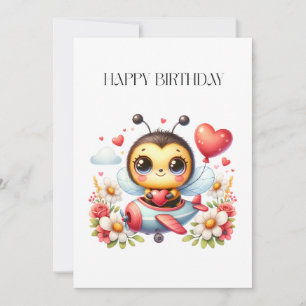 Bee Pilot Birthday Thank You Card
