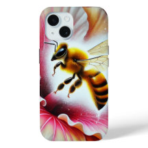 Bee Pollinating a Blooming Hibiscus Flower