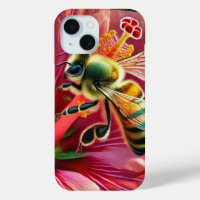 Bee Pollinating a Vibrant Hibiscus Flower 