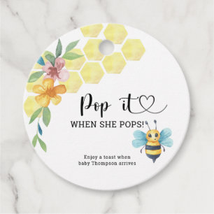 Bee Pop it When she pops Favour Tags