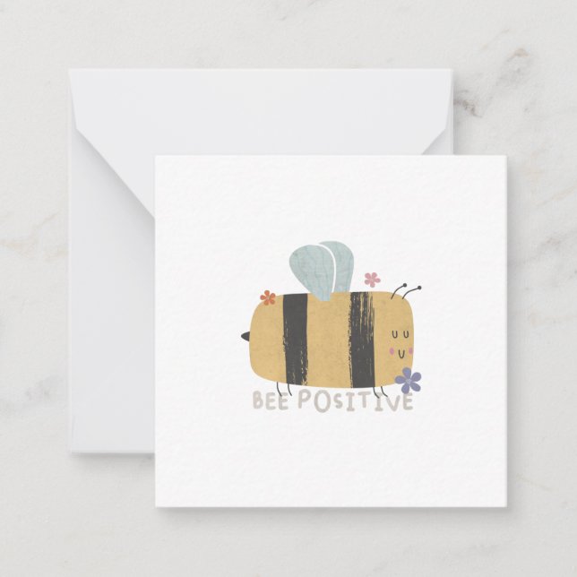 Bee Positive - Cute Bee Pun Note Card (Front)
