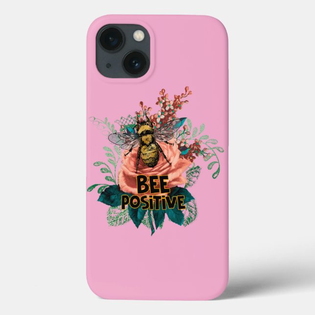 Bee Positive Floral Vibes Drawstring Bag Case-Mate iPhone Case (Back)