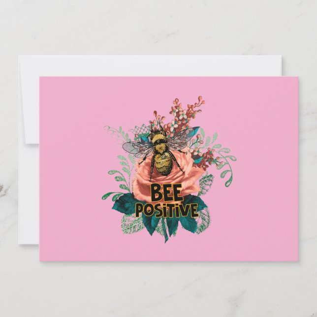 Bee Positive Floral Vibes Invitation (Front)