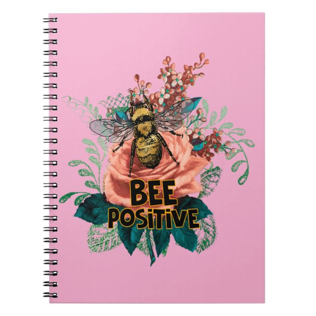 Bee Positive Floral Vibes Notebook (Front)