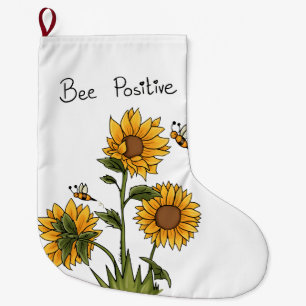 Bee Positive Sunflowers – Inspirational Floral  Large Christmas Stocking