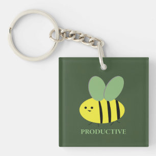 Bee Productive, Green Keychain