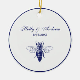 bee - queen alone - navy blue screen 08105c trans ceramic ornament