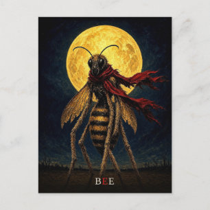 Bee Red Scarf gothic Surreal Postcard
