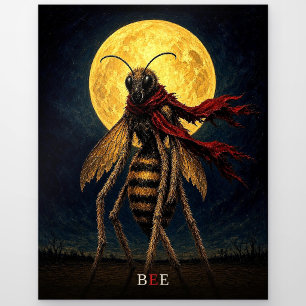 Bee Red Scarf gothic Surreal Postcard