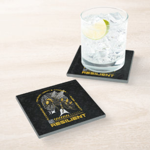 Bee Resilient – Motivational Bee Positivity Design Glass Coaster