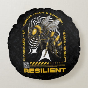 Bee Resilient – Motivational Bee Positivity Design Round Pillow