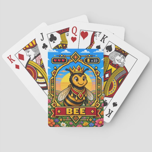 Bee Retro 8-Bit Pixel Art Playing Cards (Back)