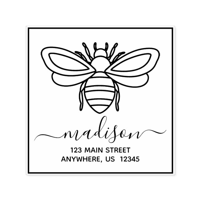 Bee Return Address Self Inking Stamp (Design)
