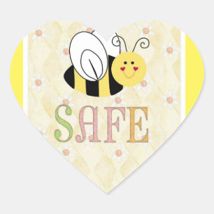 BEE SAFE HEART STICKER