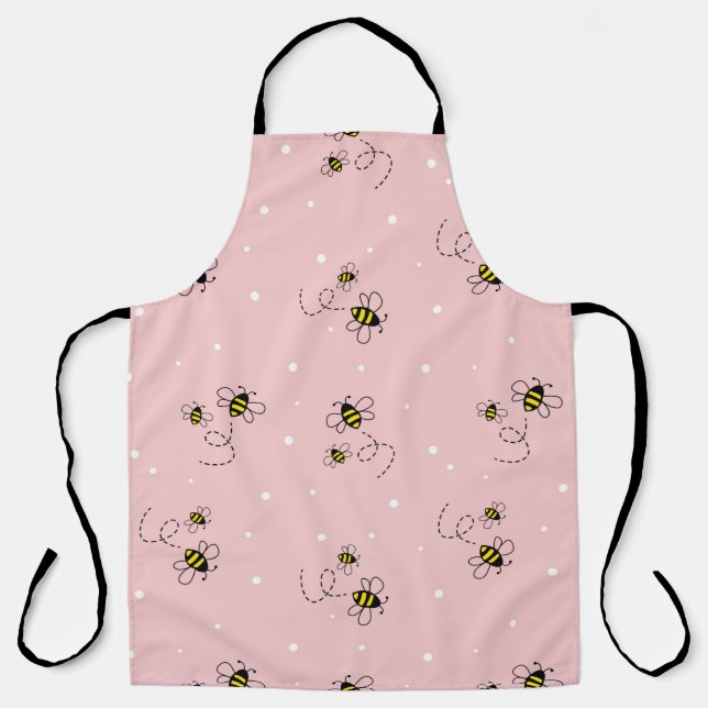 Bee seamless pattern on pastel background. Vintage Apron (Front)