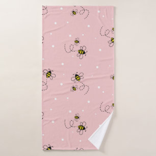 Bee seamless pattern on pastel background. Vintage Bath Towel