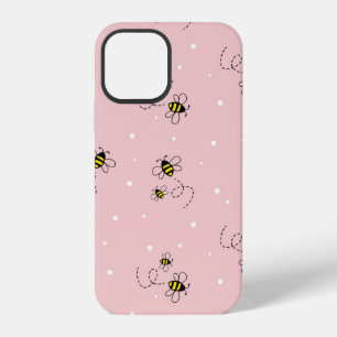 Bee seamless pattern on pastel background. Vintage iPhone 12 Case