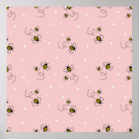 Bee seamless pattern on pastel background. Vintage