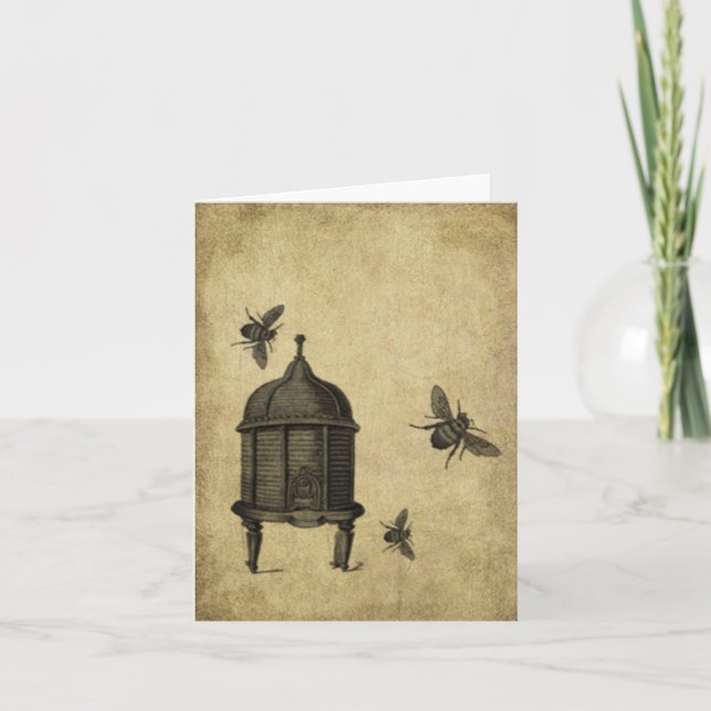 Bee Skep & Bees- Prim Lil Note Cards (Front)