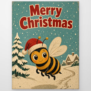 Bee Snow Path Animal Christmas Postcard