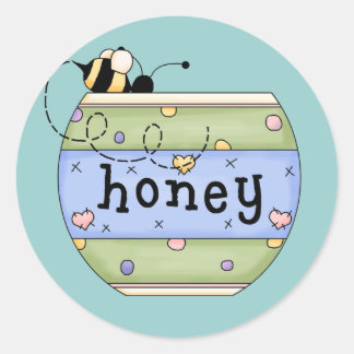 Bee Stealing from Honey Pot Classic Round Sticker