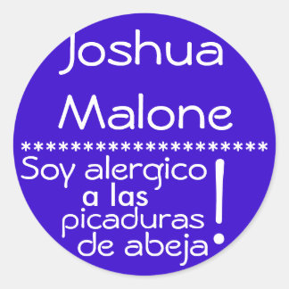 Bee sting Allergy Label