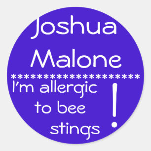 Bee sting Allergy Label