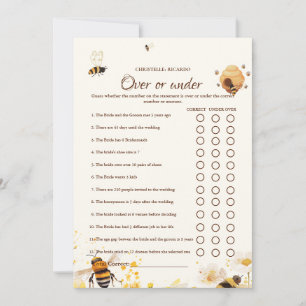 Bee Story Over or under bridal shower game Card