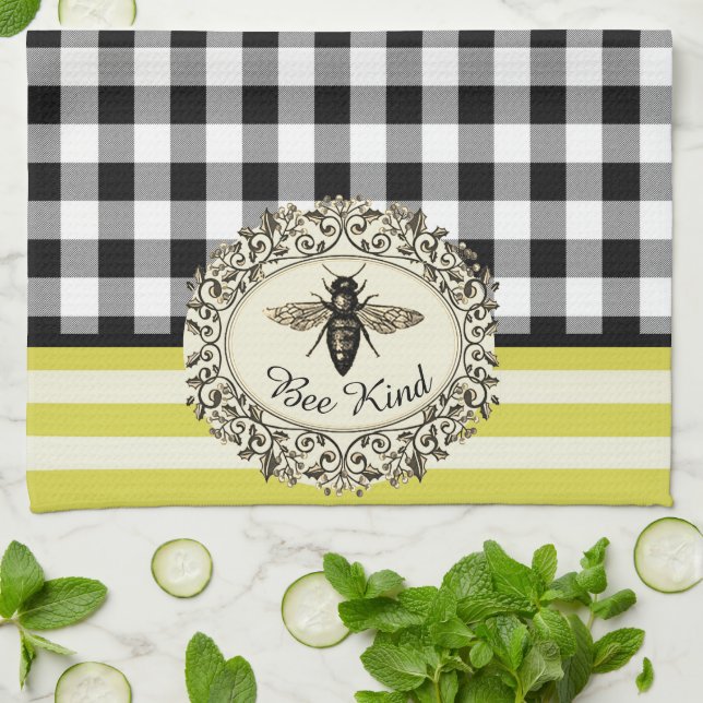 Bee style ferme serviette de cuisine (Plié)