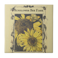 Bee Sunflower Design Vintage Pattern