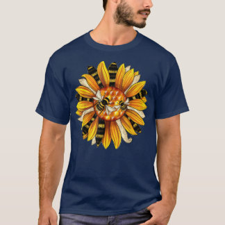 Bee Sunflower Honey Bee Yellow Flower Beauty Bee S T-Shirt