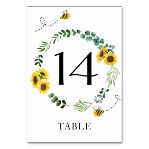 Bee Sunflower Shower Table Number